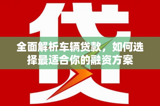 平乐全面解析车辆贷款，如何选择最适合你的融资方案